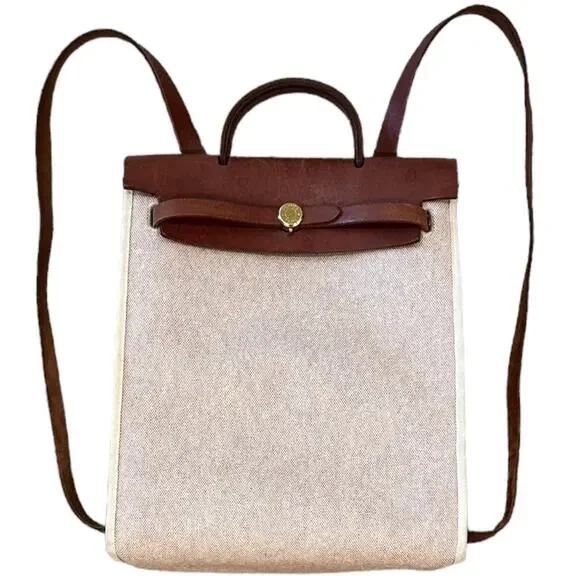 Hermes | Bags | Vintage Hermes Toile Vache Calfskin Herbag  display picture 2
